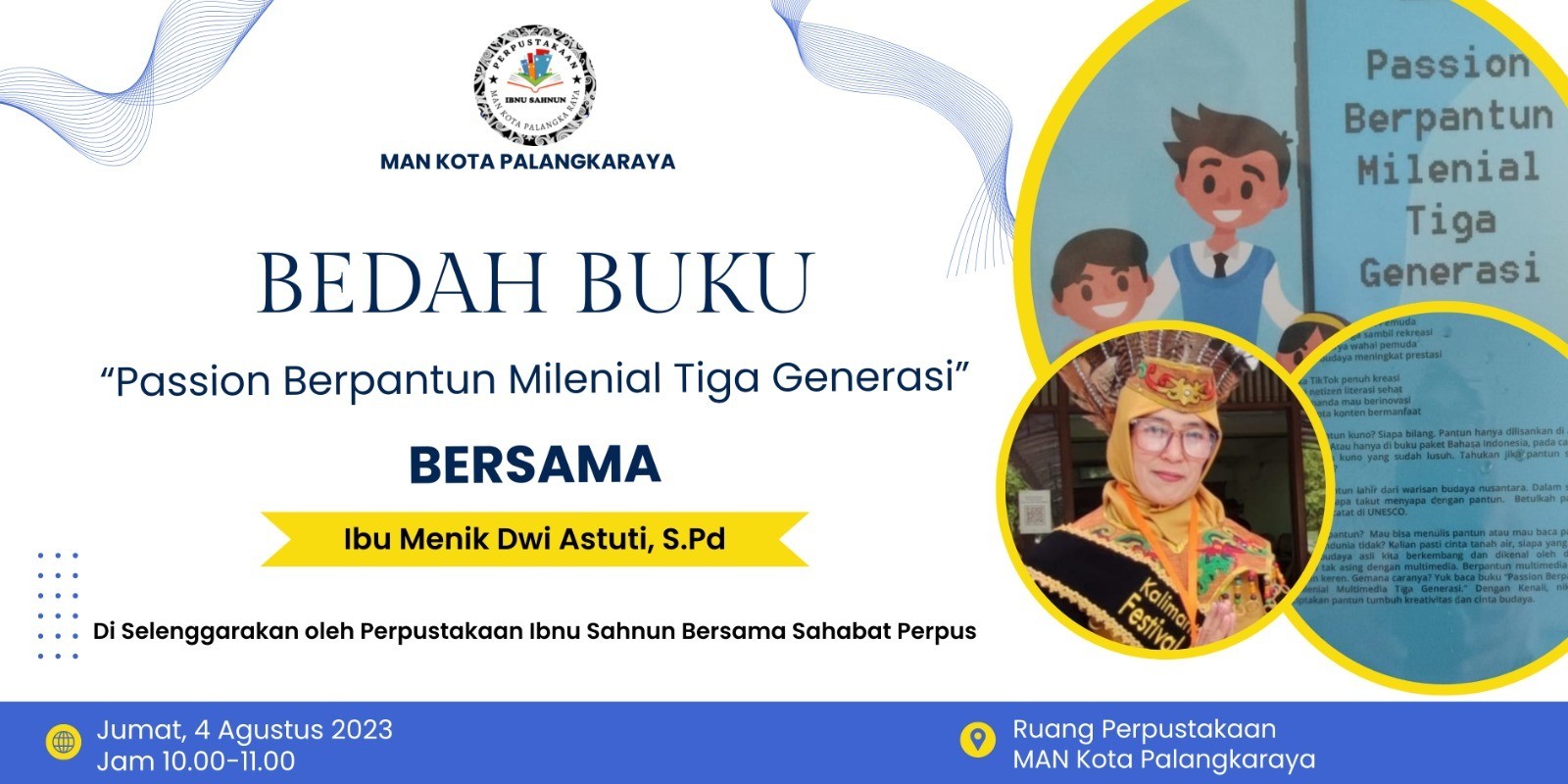 Perpustakaan Ibnu Sahnun Gelar Bedah Buku Passion Berpantun Milenial Tiga Generasi 
