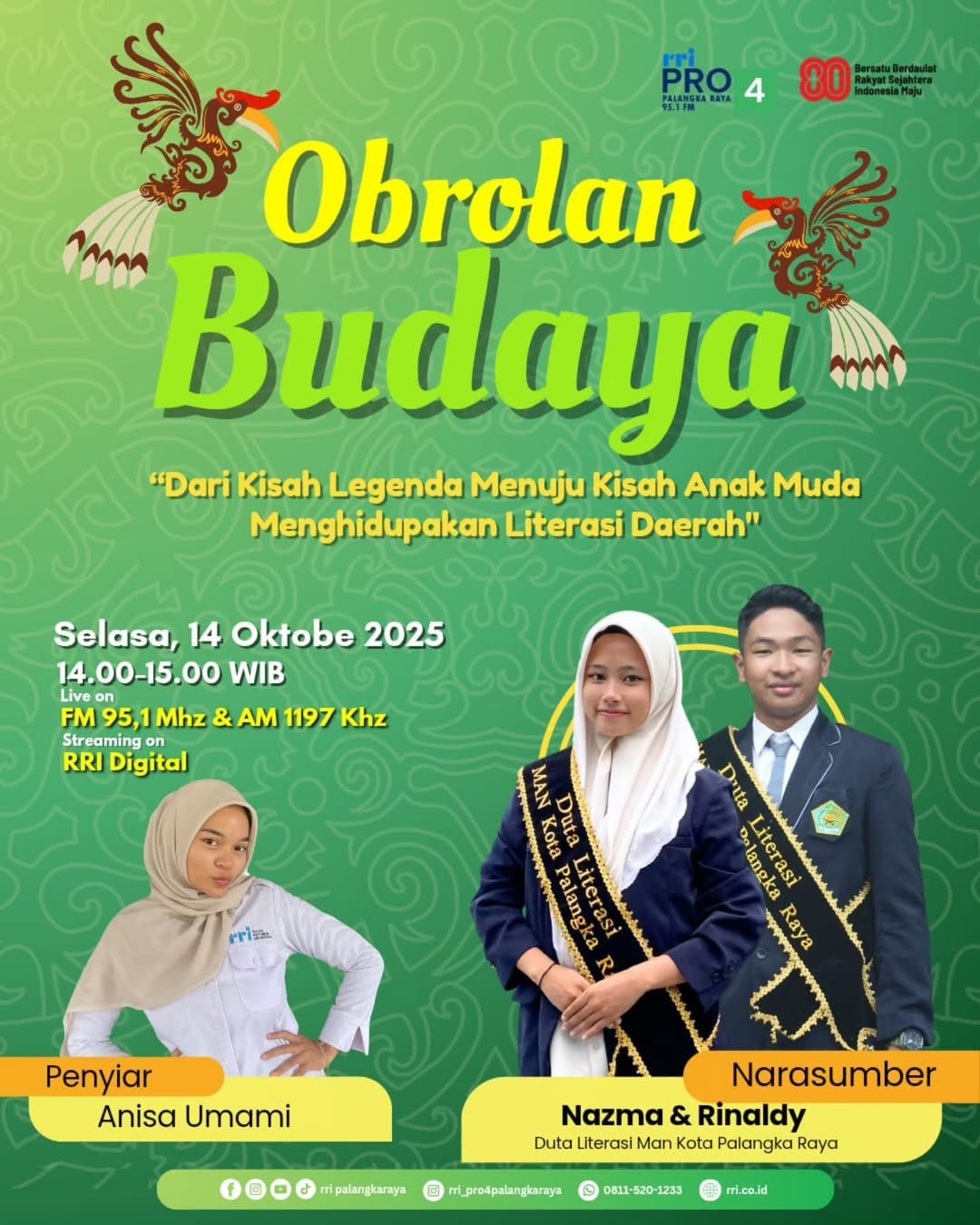 Dua Duta Literasi MAN Kota Palangka Raya Jadi Narasumber di RRI Pro 4 Palangka Raya