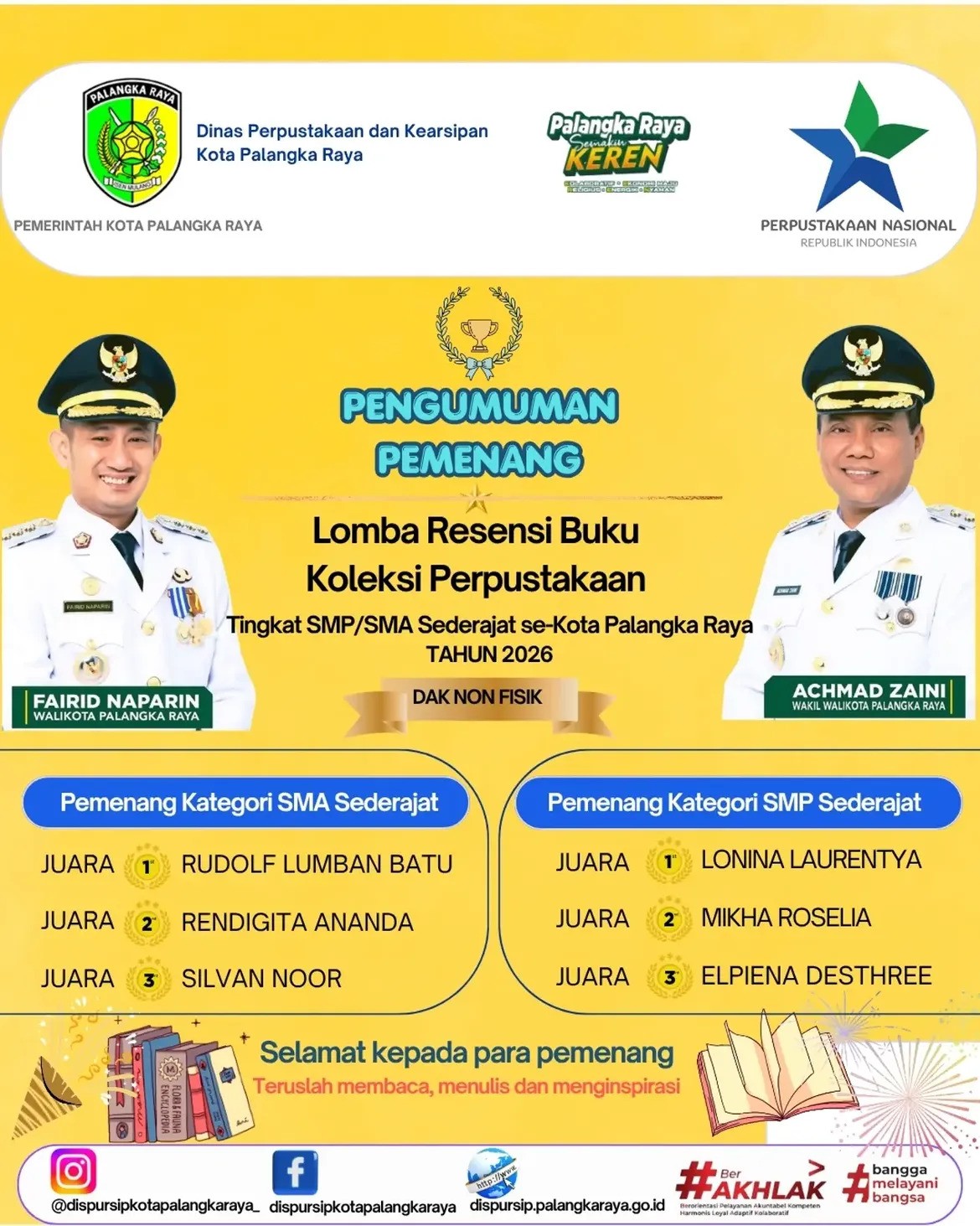 Silvan Noor Raih Juara 3 Lomba Resensi Buku Tingkat SMA Sederajat se-Kota Palangka Raya Tahun 2026